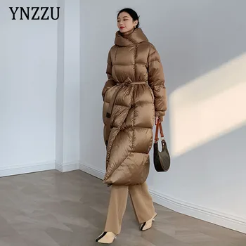 2021 zima bela raca navzdol hooded srednje dolžine zgosti modi prevelik trdna toplo navzdol jakna za ženske YNZZU 1O129