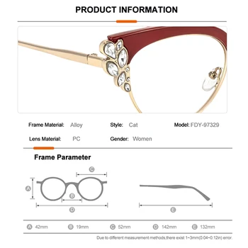 Cat Eye Glasses Blagovno Znamko Design Letnik Ženske Rdeča Očala Za Kratkovidnost Optični Recept Prišel Na Močno S Temi Elegantna Okvir