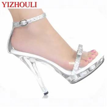 13cm Modne revije srebrni lok Flash prahu vrečko s sandali model vzletno-pristajalne steze kaže, čevlji Klubi pritožbe pisane čevlje