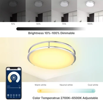 15W / 18W Smart Svetilke Stropne Luči LED RGB Žarnice APP Nadzor Glasovni Nadzor Dela z Alexa/Asistent Google RGB+Bela trije kralji c Žarnica