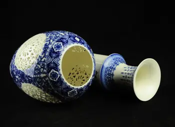 2 nastavite Kitajski Jingdezhen votlih porcelana blue & white velika vaza QIANLONG znamke