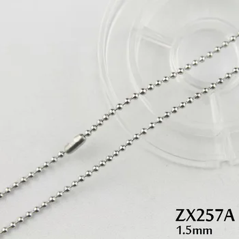 200pcs/veliko 1,5 mm noge verigo iz nerjavečega jekla žogo verige z pasu sponke ogrlica beaded verige modni Nakit del ZX257A