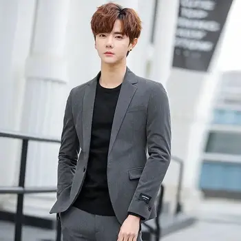 2021 Modni Moški Barva Blazer Plašč Slim bo Ustrezala korejski Slog Priložnostne Poslovni dnevnik Jakne S-4XL Moških Obleko Površniki W355