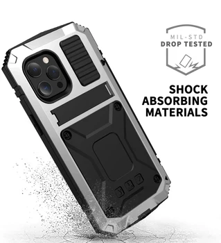 2022 Novih Celotno Telo Krepak Oklep Shockproof Zaščitna Primeru Telefon za iPhone 13 12 Pro Max 11 Mini Oporo Aluminij Kovinski Pokrov
