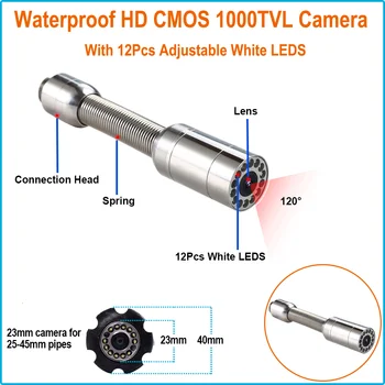 23 mm Objektiv Industrijske Endoskop 7 Palčni Monitor 20M Kabla Vodovod-Pregledovalna Kamera Uporablja Za pregledovanje Cevi