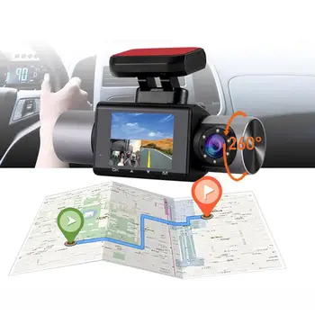 3 Kamera Vožnje Diktafon GPS Avto Diktafon 2,0-Palčni 1080P Vožnja Avtomobila Snemalnik z Visoko ločljivostjo Night Vision Obračanje Slike