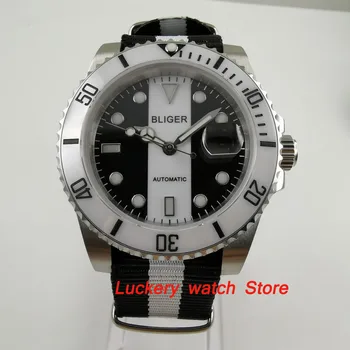 40 mm Bliger črno in belo številčnico svetlobna keramične plošče Avtomatsko gibanje watch-BA36