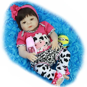 55m Novorojenčka dekle lutka bela koža Silikonski Prerojeni Baby Doll Veren Živ princesa Lutke Otroci Soigralec Xmas Darila Etnične lutka