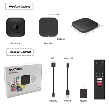 Android 9 Googlovi Certificirani Smart TV Box Hako Mini Amlogic S905Y2 2GB, 8GB 1000M 4K Youtube, Netflix Media Player Set Top Box