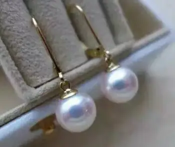 Brezplačna dostava luksuzni Plemenito nakit očarljiv par 12-13mm veliko južno morje krog white pearl uhan