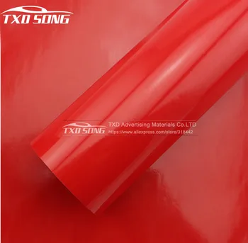 Brezplačna dostava super kakovosti Sijajni rdeče vinilne nalepke za avto, zavijanje dekoracijo z zrakom brezplačno mehurčki 1.52*30 m/roll