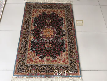 Brezplačna dostava za 3'X4.5' 230 Linija Ročno izdelanih Svilenih Orientalski perzijsko Preprogo ročno Vozlane svilena preproga za dekoracijo doma