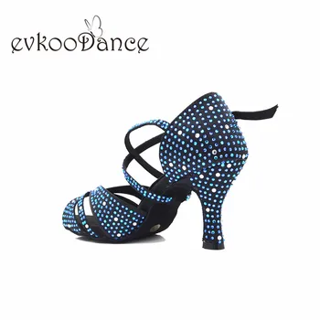 Evkoodance Zapatos De Baile pete višina 7 cm črna plesne čevlje latinski z nosorogovo ženske Strokovno Evkoo-637