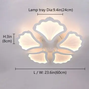 Garwarm Sodobni LED Lestenec z Daljinskim upravljalnikom,5 Lupini Obliko Belo Akrilno Podometno Montažo Stropne Luči Napeljave za Spalnico