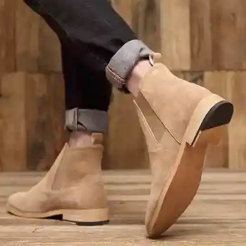 Italijanska znamka oblikovalca moški modni chelsea škornji pravi usnjeni čevlji z visoko stopnjo gleženj boot kavboj botas hombre chaussure homme