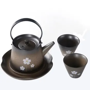Japonske češnje cvetovi kungfu čaj slovesnosti nastavite ročno surovo lončenine čajnik ena pot dve skodelici paleto darilo polje teaware