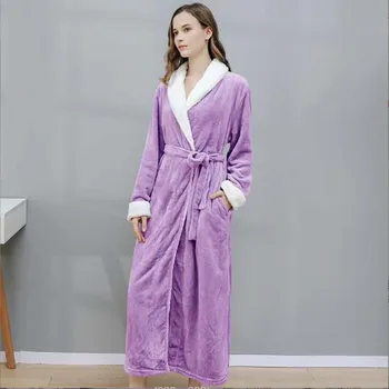 Jeseni, Pozimi Flanela Haljo Ženske Pižame Dolgo Nightgown Kopalne Halje za Ženske Sleepwear Domov Nositi kopalni plašč 2021