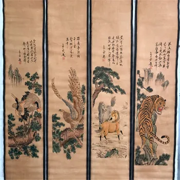 Kitajska Stare Poiščite Slikarstvo Štiri Zaslon Slike Srednji Dvorani Visi Slikarstvo