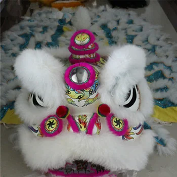 Kitajski Folk Art Lev Ples Maskota Kostum Bele Volne Južni Lev Dveh Odraslih Lol, Doll Noša