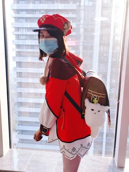 KLEE Cosplay Obleka Igre Genshin Kostum Vpliv Oblačila Anime Kawaii Klobuk, Rokavice, Hlače Šal Nahrbtnik Dodatki Set Projekta Cos