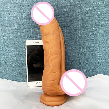 Mehko Realističen Dildo Dvojno plast Silikona Ogromen Penis Dick Ženski Masturbator Butt Plug Sesalno Pokal Za Ženske, Lezbijke, Seks Igrače