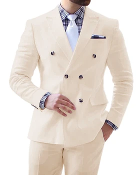 Moške Obleke, 2 Kosa Moški Bela Poslovnih Tuxedos Za Poroko Moških Smart Jopič Obleko Formalno Obleko, dvodelno, 2021
