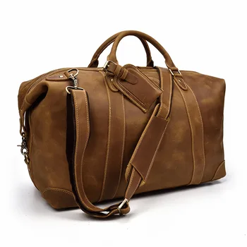 Moške retro potovalna torba naravnega usnja visoke zmogljivosti prtljage vreča 20 palčni usnjeni torbici fitnes ramenski messenger bag