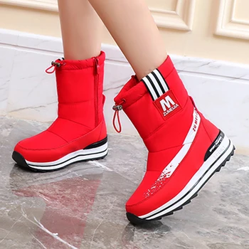 MVVJKE ruske toplo krzno sneg škornji ženske platforma čevlji nepremočljiva pozimi plišastih debel krzno, klini petah, drsanje, pohodništvo čevlji