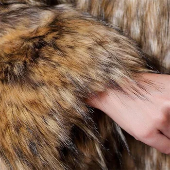 Nov slog, lisica krzno plašč ženska ženske mid-dolžina imitacije rakun krog vratu devet četrtletju rokavi slim fit jeseni, pozimi rjava