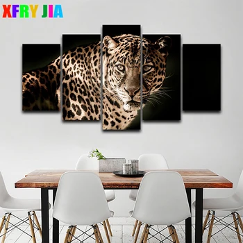 Nove AB vaja 5D Krog Diamond Slikarstvo Sodobne živali umetnosti leopard Nalepke Diamond diy Vezenje Doma Dekoracijo Mozaik 5pcs