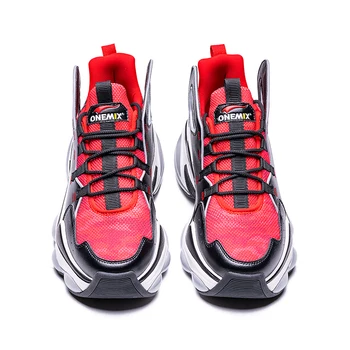 ONEMIX Sport Čevlji za Moške Zračne Blazine Dihanje Očesa Črno Bele Superge za Žensko Reflektivni Platformo Obutev Čevlji