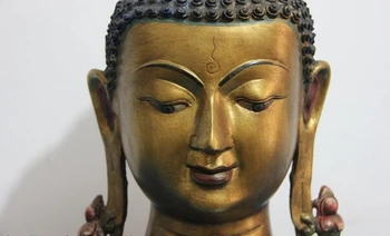 Pesem voge gem S1075 11 Tibera Buddhism Čisti Baker Bron pozlatiti podolgovat Gem Buda Sakyamuni Glavo Kip