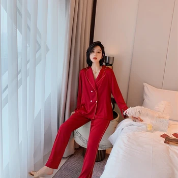 Pižamo pomlad in poletje rajon More hlače obleko priložnostne domov oblačila lahko nosijo seksi rdeče vino Sleepwear pijama feminino
