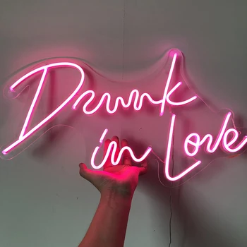 Po meri Neon LED Črka, Znak, Pijača v Ljubezni, ki je Primerna Za Stranke Valentinovo Dom, Trgovina, Kavarna, Restavracija Dekorativne Luči