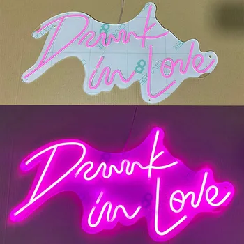 Po meri Neon Pijan v ljubezni Prijavite Luč 12V Nepremočljiva Flex Led Svetlobni Znaki Za Poroko, Rojstni dan Restavracija Dekoracijo