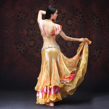 Ročno Beaded Vezenje Modrc Krilo Pasu 3pcs Nastavite Beaded Ženske Orientalski Ples Trebuh Kostum Zlati Uspešnosti