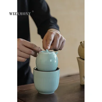 Song Dinastije kultura nujno potrebuje za filter strani čajnik, pesem keramični zeleno glazuro Kung Fu čaj, set