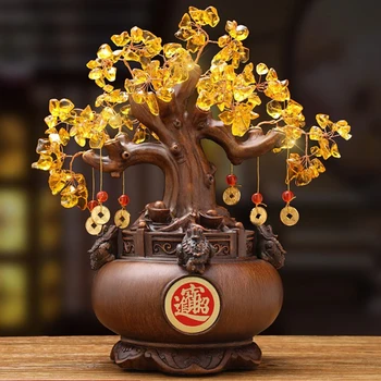 Srečen Denar Drevo Kitajski Zlati Kristal Sreče Drevo Bogastvo Umetnosti Kiparstvo Home Office Dekoracijo Obrti Naselje Odpiranje Darilo