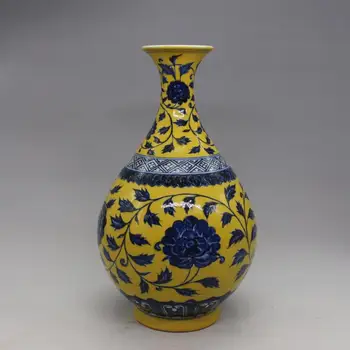 Starinsko MingDynasty porcelanasta vaza,Rumene do Modre in Bele steklenice,pobarvane obrti,Dekoracijo,Zbirka&Okras,Brezplačna dostava