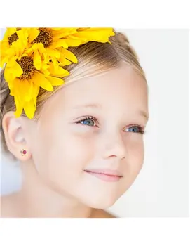 Uhani, rumeno zlato daisy dekle z roza briolet