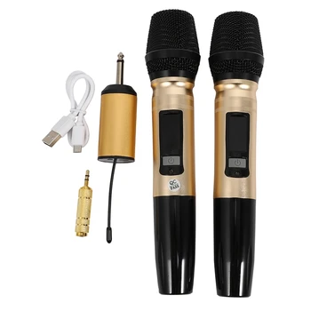 UHF Brezžični Mikrofon Zvočnik Sistem s Sprejemnikom 3,5 mm 6,35 mm Adapter za Karaoke DJ Govora Ojačevalnik Snemanje