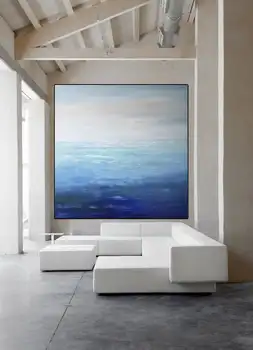 Veliki Ocean Slikarstvo, Modro morje, Abstraktnega Slikarstva,Morski Val Izvirno umetniško Platno Oljno sliko,Nebo Abstraktnih Krajinskega Slikarstva