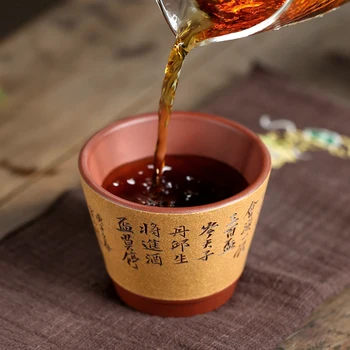 Yixing vijolično pesek vzorec čaj skodelica z roko zlati pokal pokala masters pokal skodelico čaja svetlobe pokal v kung fu skodelice čaja
