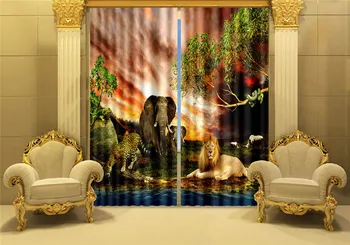 Zavese Luksuzni Blackout 3D Oknu, Zavese Za dnevno Sobo kias Spalnica Cortinas Draperije Rideaux velikost po Meri Lev, slon