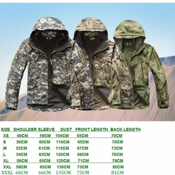 Šport Hooded Moške Soft Shell Taktična Vojaška Nepremočljiva Prikrivanje Runo Oblog Multi-žep na Prostem Jopiči Dihanje