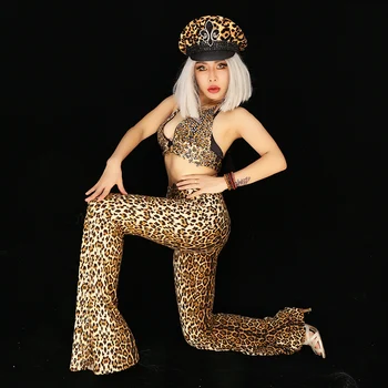Ženski Jazz/Pole Dancing Oblačila Leopard Tiskanja Nosorogovo Bikini bo Ustrezala nočni klub Stranka DJ Stopnji Uspešnosti Seksi Kostum DWY5113