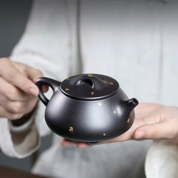 ★TaoYuan 】 priporočljivo yixing čajnik xin-sheng li čisto priročnik v črno blato JingZhou kamen gourd zajemalko 240 cc